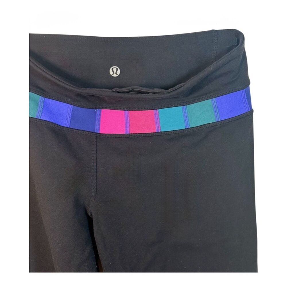 Lululemon Groove Pant Flare Tall Black Multicolor Waistband Yoga Pants Size M/L